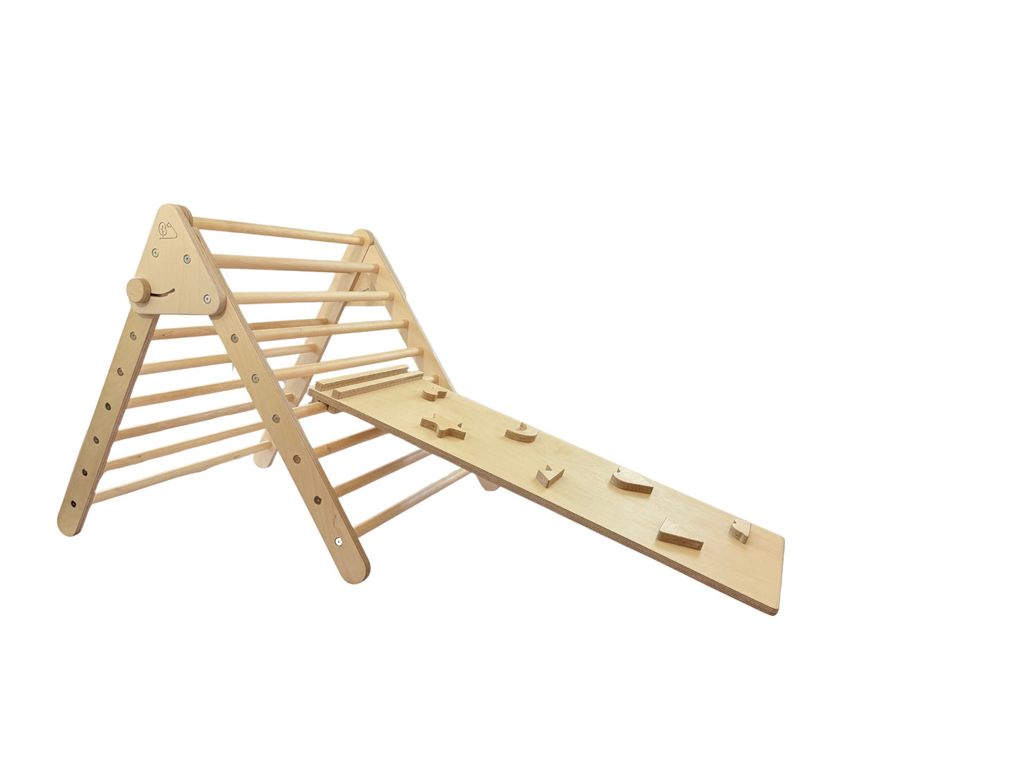 Pikler-Style Climbing Triangle + Rock Wall / Slide Set