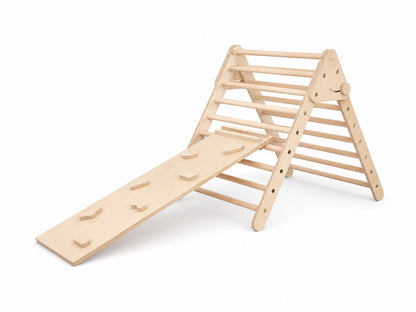 Montessori Climbing Triangle Set with Slide & Rock Wall