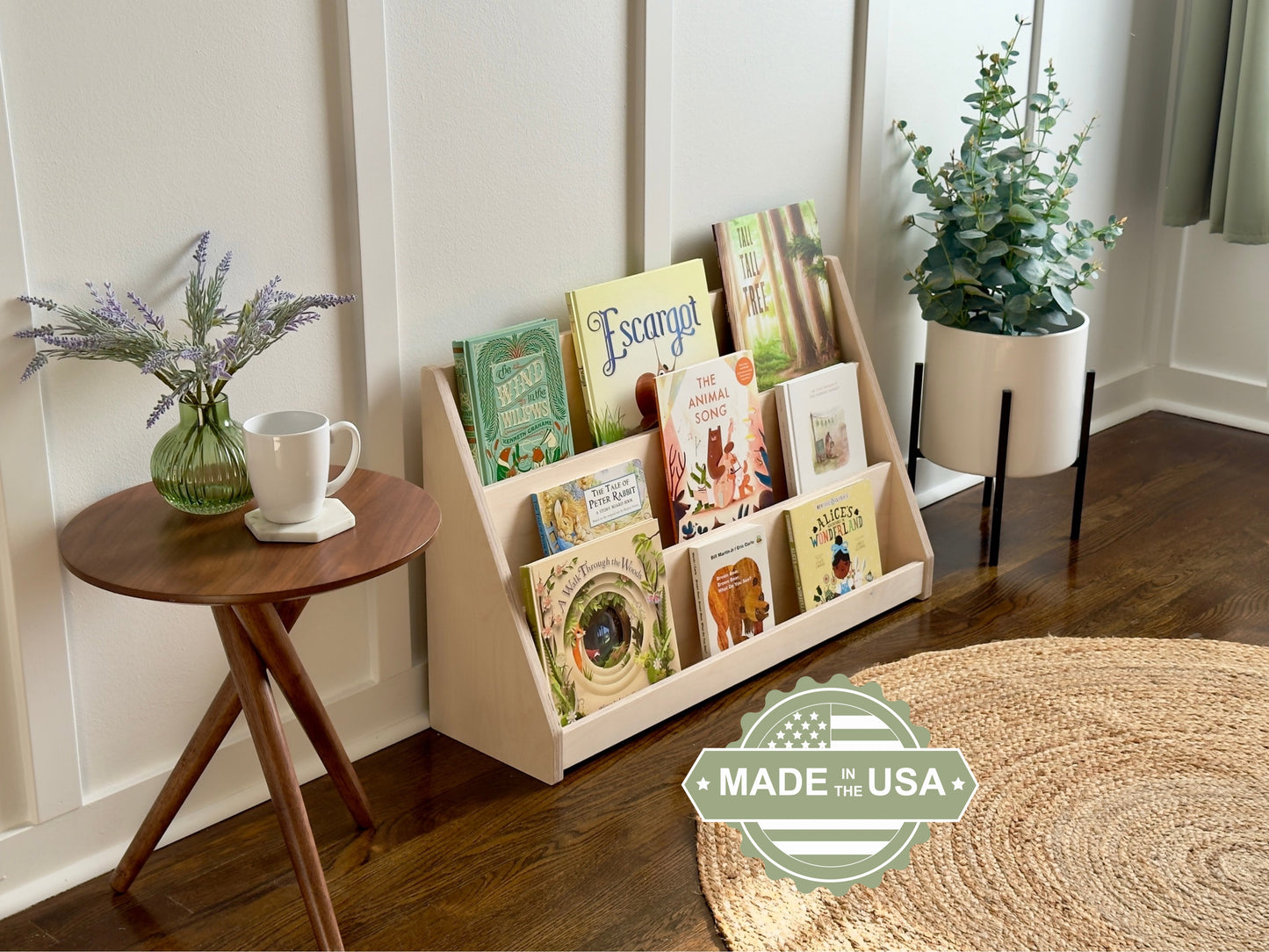 Small Montessori Bookshelf (Front Facing) | Wooden Kids Reading Corner Furniture