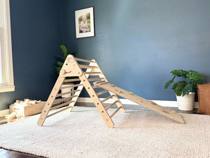 Montessori Climbing Triangle Set with Slide & Rock Wall