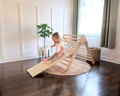 Montessori Climbing Triangle Set with Slide & Rock Wall