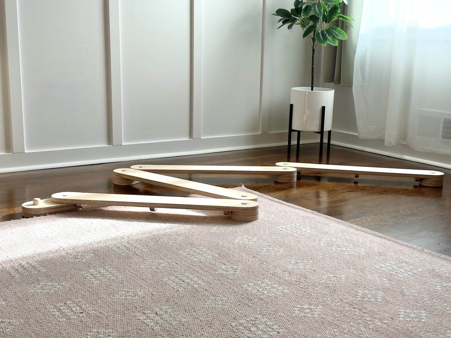 Wooden Balance Beam Set | 2 Beams + 2 Wiggle Wobble Boards