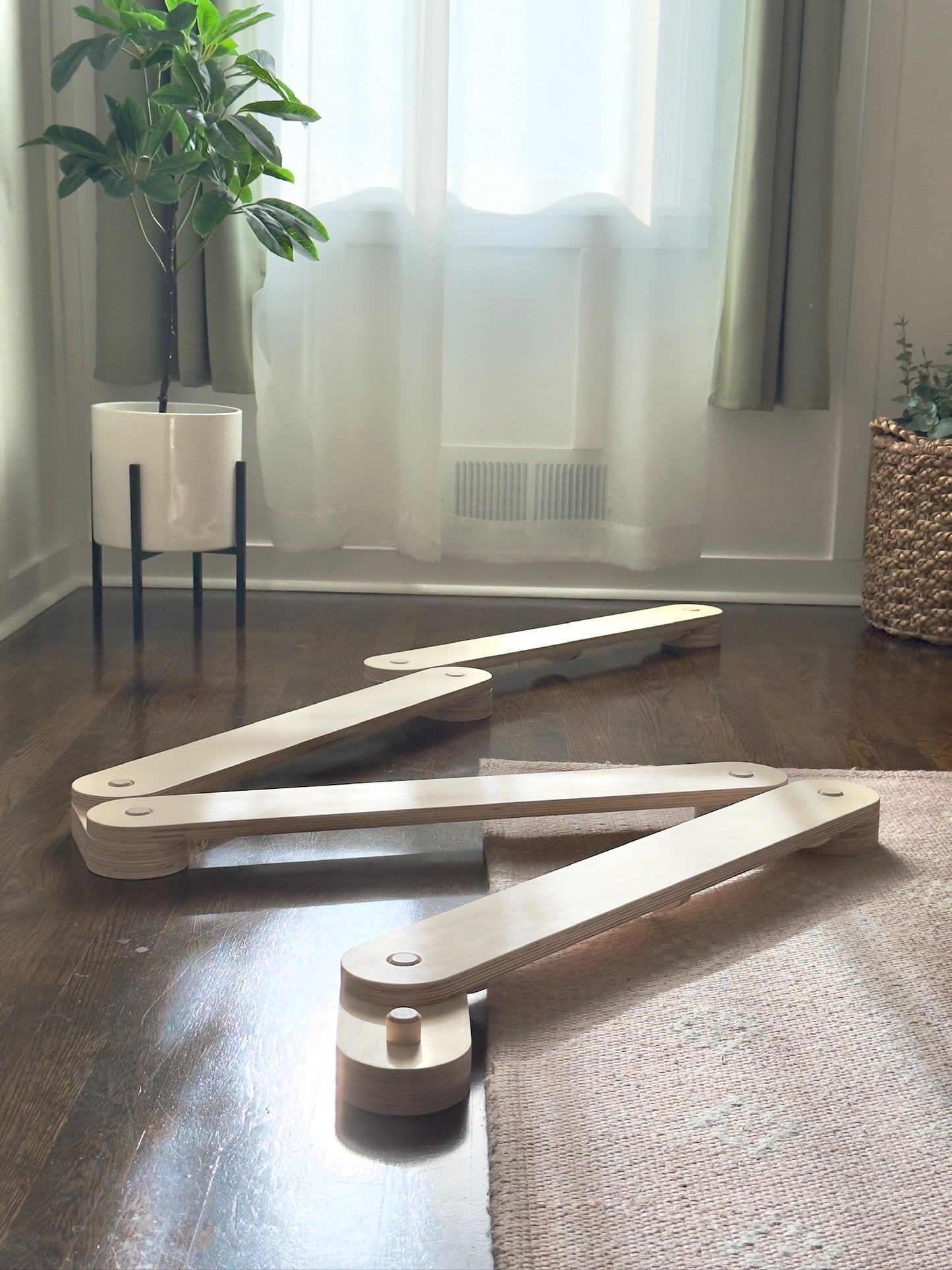 Wooden Balance Beam Set | 2 Beams + 2 Wiggle Wobble Boards