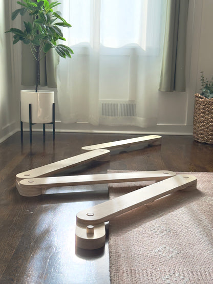 Wooden Balance Beam Set | 2 Beams + 2 Wiggle Wobble Boards