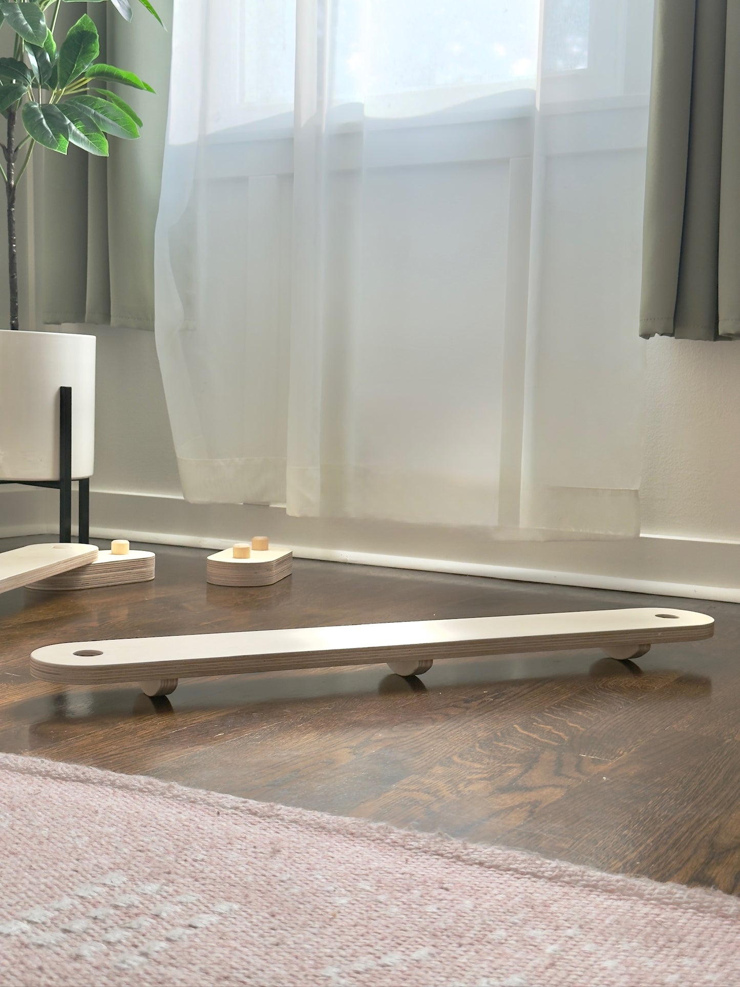 Wooden Balance Beam Set | 2 Beams + 2 Wiggle Wobble Boards