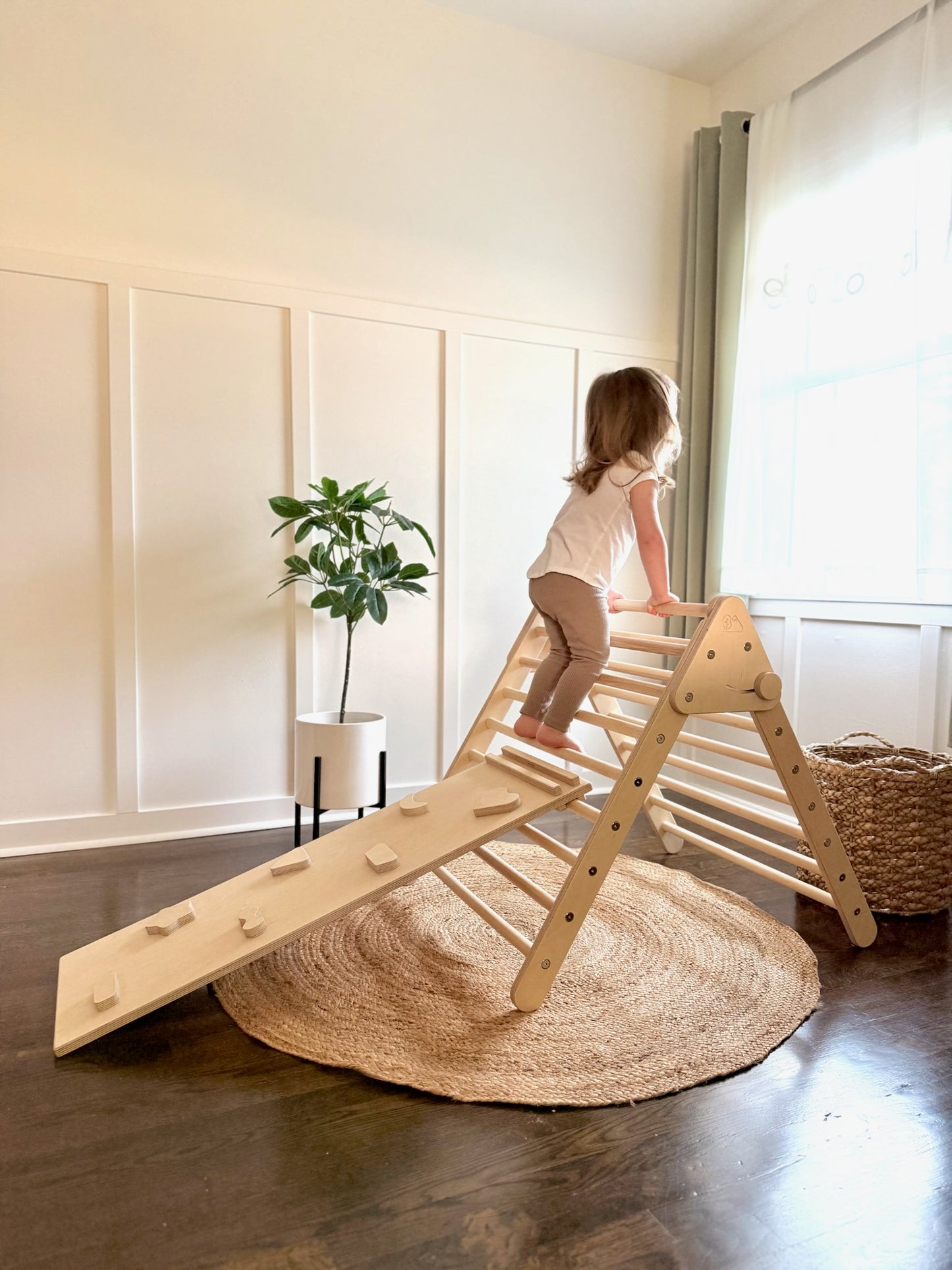 Montessori Climbing Triangle Set with Slide & Rock Wall
