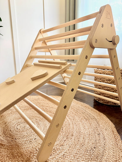 Montessori Climbing Triangle Set with Slide & Rock Wall