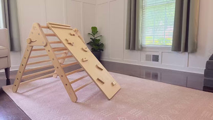 Montessori Climbing Triangle Set with Slide & Rock Wall